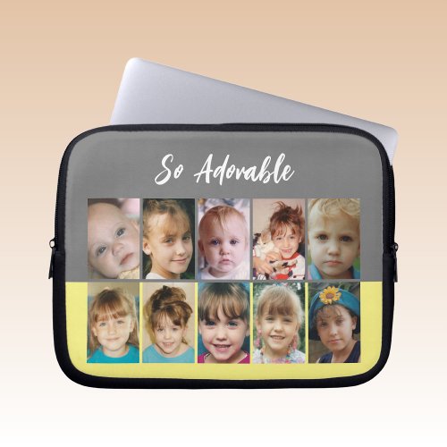 Add photos collage so adorable yellow grey laptop sleeve