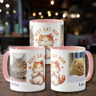 Add Photos Names Message Customized Cat Themed Mug