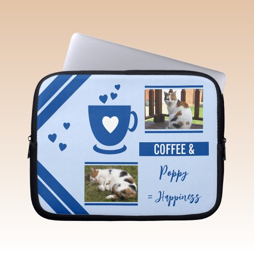 Add photos pets coffee lover deep blue laptop sleeve