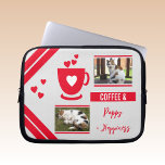 Add photos pets coffee lover grey and red laptop sleeve<br><div class="desc">Laptop sleeve gift idea.
Animal and coffee lover.
Replace the 2 photos with your own and add a name.
Red and grey.</div>