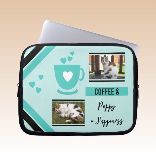 Add photos pets coffee lover mint black laptop sleeve