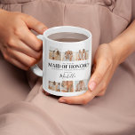 Add Photos | Will You Be My Maid of Honor?  Coffee Mug<br><div class="desc">Create a keepsake maid of honor proposal coffee mug, featuring 6 square pictures, names in elegant calligraphy script, a cute little heart that can be changed to any color and the question 'Will you be my Maid of Honor?', All fonts can be changed in style, color and size by clicking...</div>