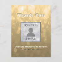 Add Picture| Thank You | Gold Postcard