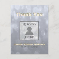 Add Picture| Thank You | Gold Silver Postcard