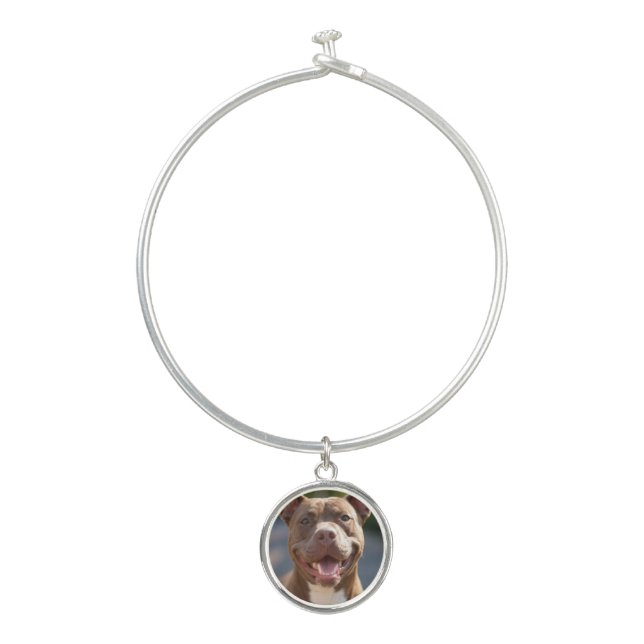 Add Pit Bull Photo Customize Bangle Bracelet (Front)