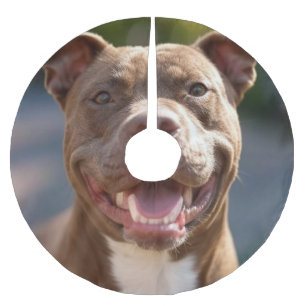 Add Pit Bull Photo Customize Brushed Polyester Tree Skirt