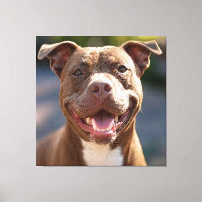 Add Pit Bull Photo Customize Canvas Print (Front)