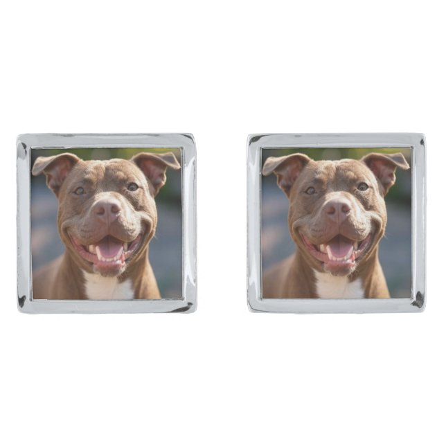Add Pit Bull Photo Customize Cufflinks (Front)