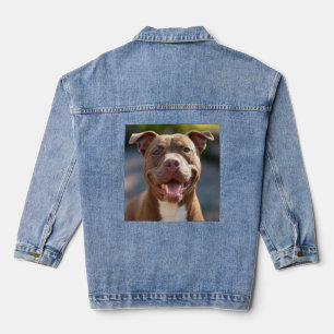 Add Pit Bull Photo Customize Denim Jacket