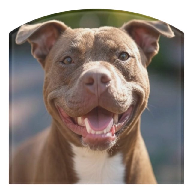 Add Pit Bull Photo Customize Door Sign (Contour Front)