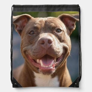 Add Pit Bull Photo Customize Drawstring Bag