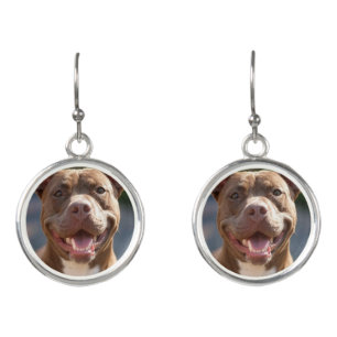 Add Pit Bull Photo Customize Earrings