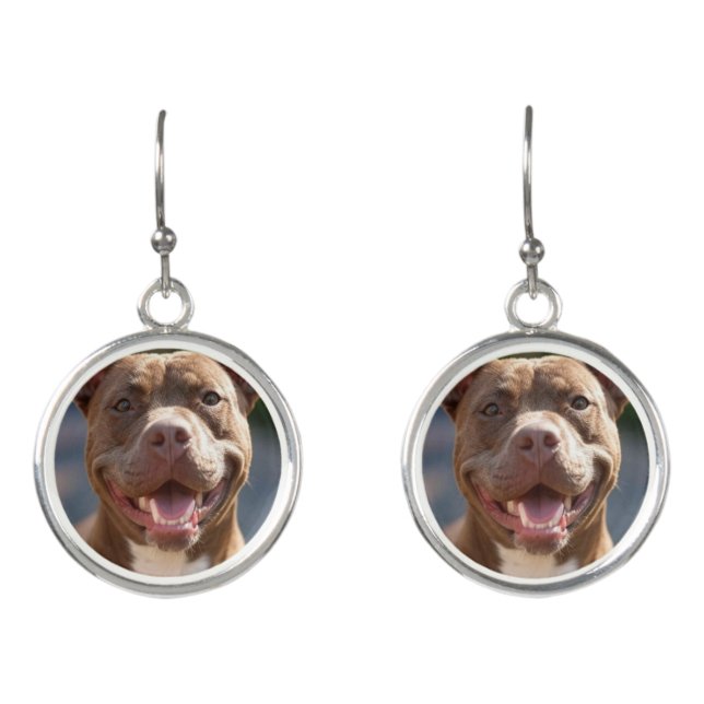 Add Pit Bull Photo Customize Earrings (Front)