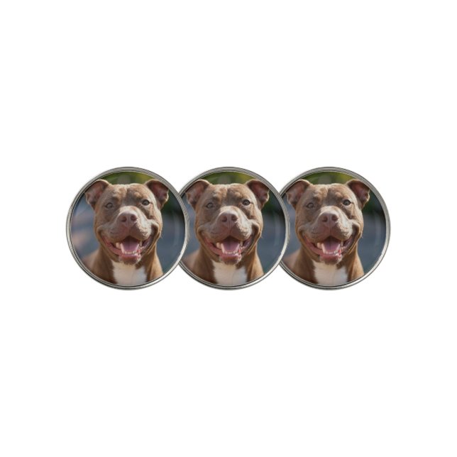Add Pit Bull Photo Customize Golf Ball Marker (3 Up)