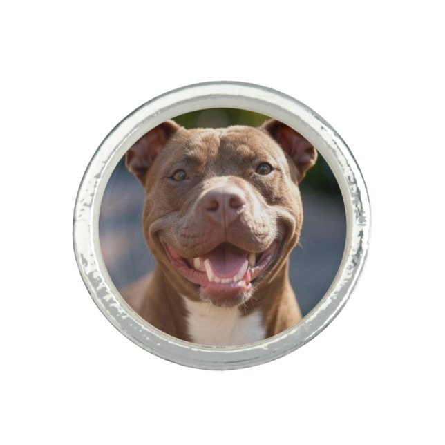 Add Pit Bull Photo Customize Ring (Front)