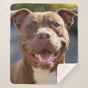 Add Pit Bull Photo Customize Sherpa Blanket