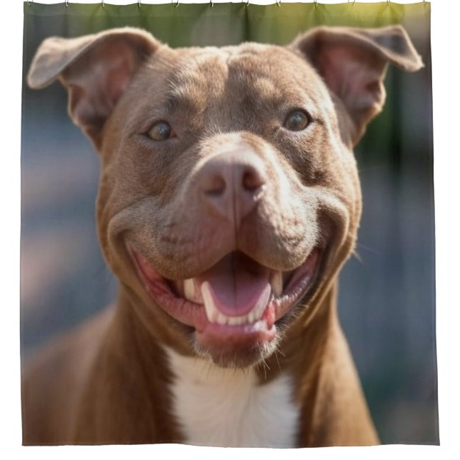 Add Pit Bull Photo Customize Shower Curtain (Front)
