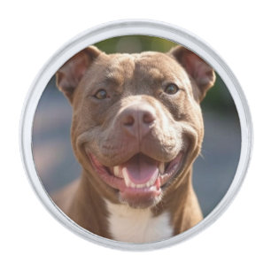 Add Pit Bull Photo Customize Silver Finish Lapel Pin
