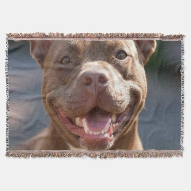 Add Pit Bull Photo Customize Throw Blanket (Front)