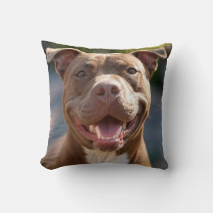 Add Pit Bull Photo Customize Throw Pillow