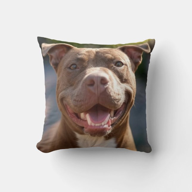 Add Pit Bull Photo Customize Throw Pillow (Front)