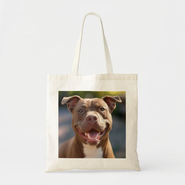 Add Pit Bull Photo Customize Tote Bag (Front)