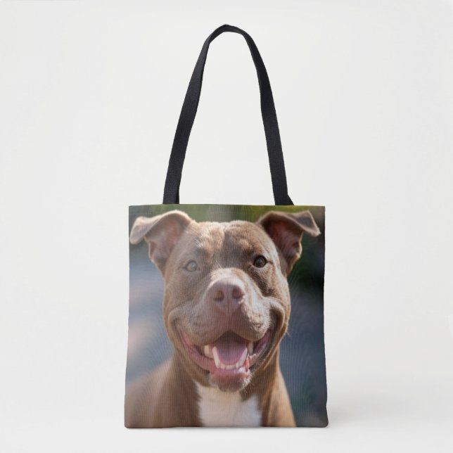 Add Pit Bull Photo Customize Tote Bag (Front)