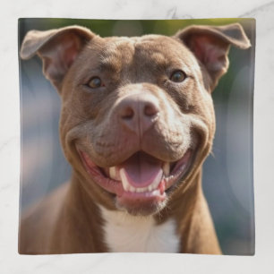 Add Pit Bull Photo Customize Trinket Tray