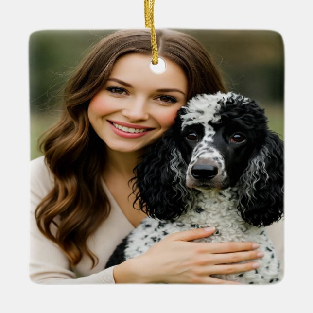 Add Poddle Photo Personalize Customize Ceramic Ornament (Front)