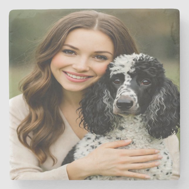 Add Poddle Photo Personalize Customize Stone Coaster (Front)