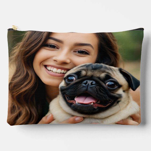 Add Pug Photo Personalize Customize Accessory Pouch (Front)