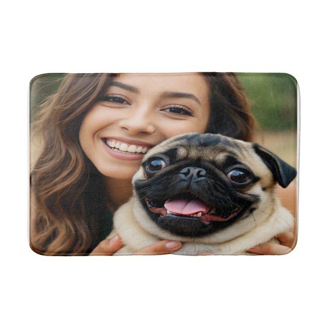 Add Pug Photo Personalize Customize Bath Mat (Front)