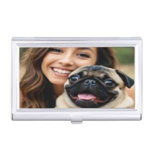 Add Pug Photo Personalize Customize Business Card Case