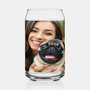 Add Pug Photo Personalize Customize Can Glass
