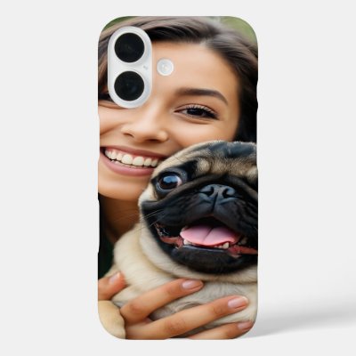 Add Pug Photo Personalize Customize iPhone 16 Case