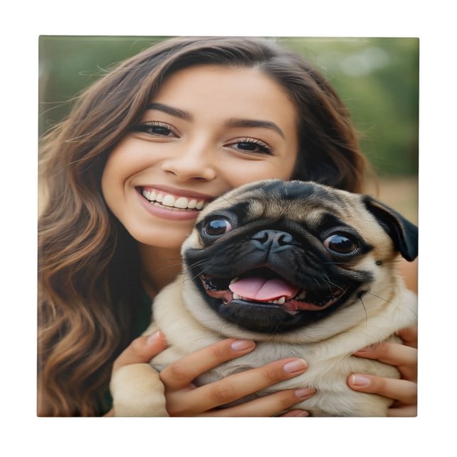 Add Pug Photo Personalize Customize Ceramic Tile (Front)