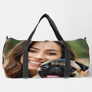 Add Pug Photo Personalize Customize Duffle Bag