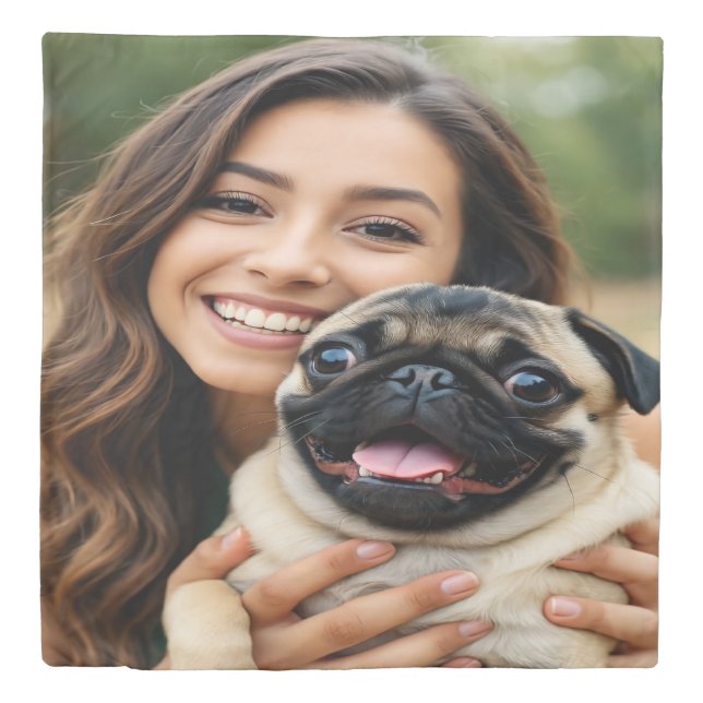 Add Pug Photo Personalize Customize Duvet Cover (Front)