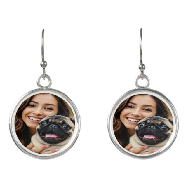 Add Pug Photo Personalize Customize Earrings (Front)