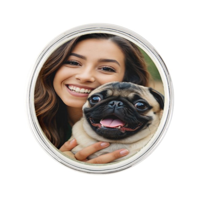 Add Pug Photo Personalize Customize Lapel Pin (Front)
