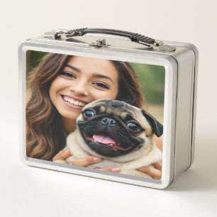 Add Pug Photo Personalize Customize Metal Lunch Box