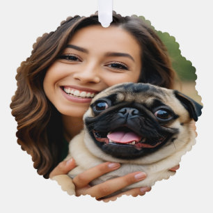 Add Pug Photo Personalize Customize Ornament Card