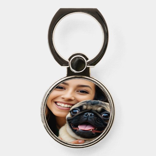 Add Pug Photo Personalize Customize Phone Ring Stand (Front)