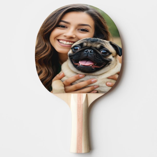 Add Pug Photo Personalize Customize Ping Pong Paddle (Front)