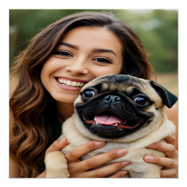 Add Pug Photo Personalize Customize Poster (Front)
