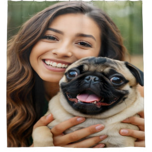 Add Pug Photo Personalize Customize Shower Curtain