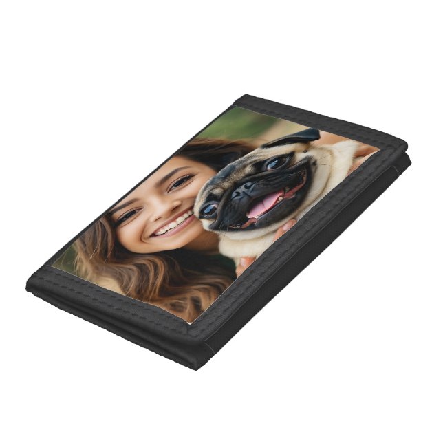 Add Pug Photo Personalize Customize Trifold Wallet (Bottom)