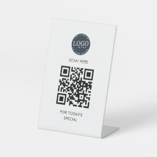 Add QR Code and Logo Menu Special Business Pedestal Sign