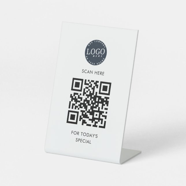 Add QR Code and Logo Menu Special Business Pedestal Sign (Front)