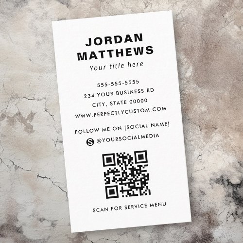 Add QR code and logo social media icons modern Business Card